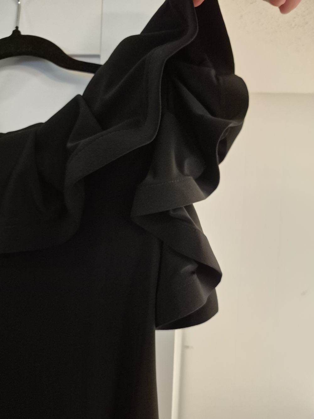 Joseph Ribkoff Black Ruffle Off-Shoulder Top - Picture 2 of 4